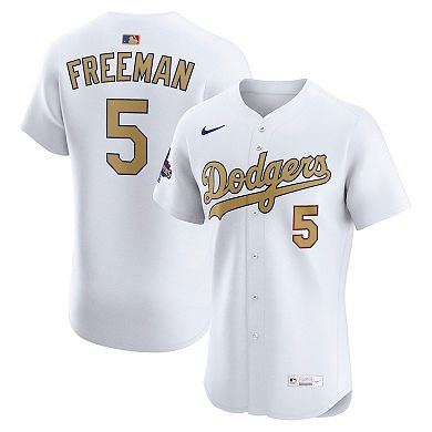 Men's Nike Freddie Freeman White Los Angeles Dodgers 2025 Gold Collection Elite Jersey