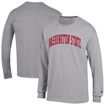 Men's Champion Heather Gray Washington State Cougars Basic Arch Long Sleeve T-Shirt