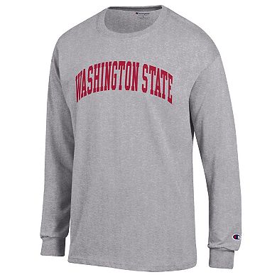 Men's Champion Heather Gray Washington State Cougars Basic Arch Long Sleeve T-Shirt