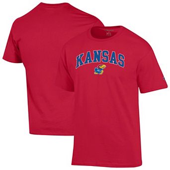 Men's Champion® Red Kansas Jayhawks Arch Over Logo T-Shirt