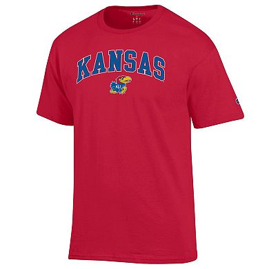 Men's Champion® Red Kansas Jayhawks Arch Over Logo T-Shirt