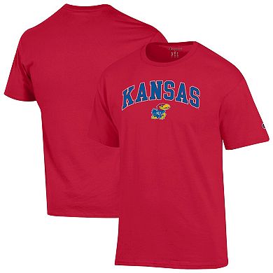 Men's Champion® Red Kansas Jayhawks Arch Over Logo T-Shirt