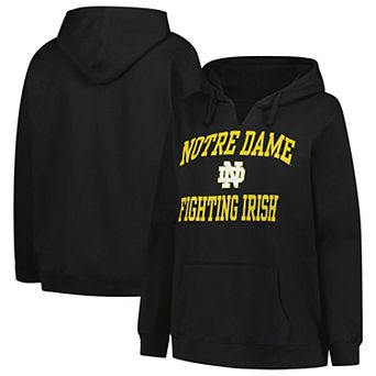 Women's Champion Black Notre Dame Fighting Irish Plus Size Heart & Soul Notch Neck Pullover
