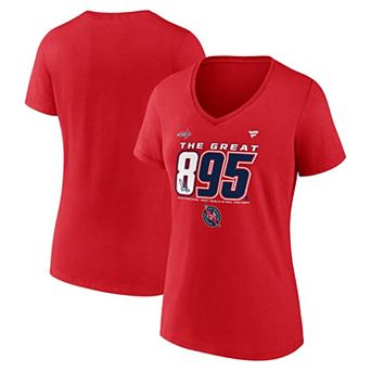 Women's Fanatics Alexander Ovechkin Athletic Red Washington Capitals NHL All-Time Leading Goal Scorer The Great 895 V-Neck T-Shirt