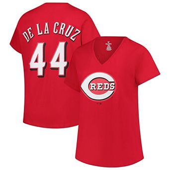 Women's�Profile Elly De La Cruz Red Cincinnati Reds Plus Size Name & Number V-Neck T-Shirt