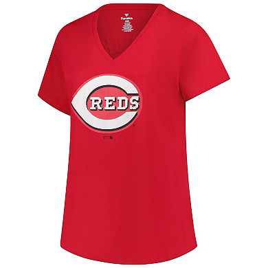 Women's Profile Elly De La Cruz Red Cincinnati Reds Plus Size Name & Number V-Neck T-Shirt