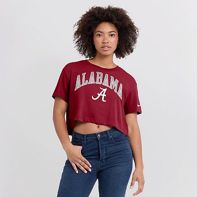 Women's Nike Crimson Alabama Crimson Tide Power Pursuit Athletic Prep Arch Performance Cropped T-Shirt
