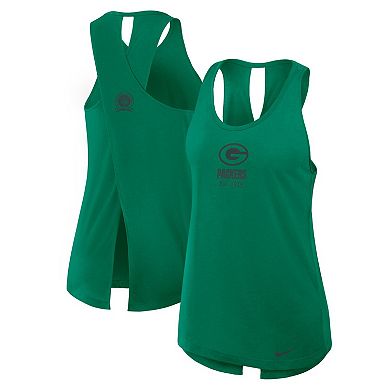 Women's Nike Green Green Bay Packers Glory Crisscross Performance Tank Top