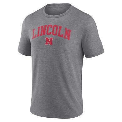 Men's Heather Gray Nebraska Huskers Arched City Tri-Blend T-Shirt