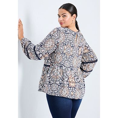 Avenue Women's Plus Size Bridget Lace Detail Blouse