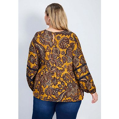 Avenue Women's Plus Size Bridget Lace Detail Blouse