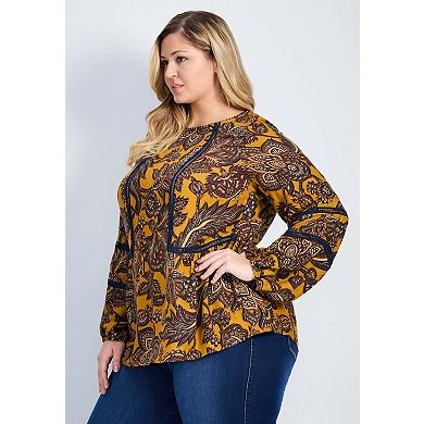 Avenue Women's Plus Size Bridget Lace Detail Blouse