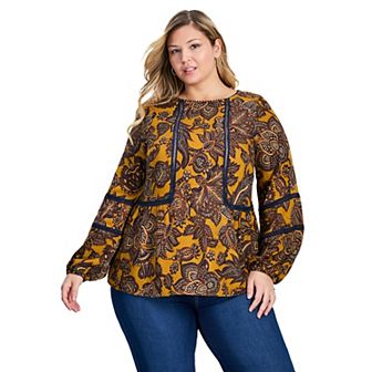 Avenue Women's Plus Size Bridget Lace Detail Blouse