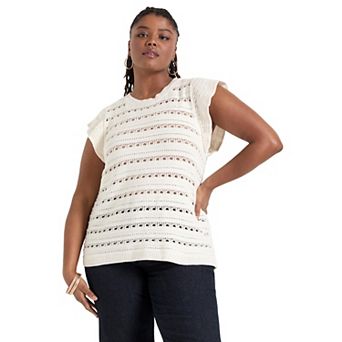June + Vie Women's Plus Size Ruffled-Sleeve Top