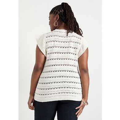 June + Vie Women's Plus Size Ruffled-Sleeve Top