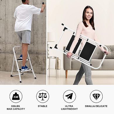 Lightweight Folding Step Stools with Anti-Slip Pedal