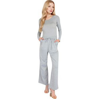 Women's Wide-Leg Lounge Set with Elastic Waist and Drawstring Closure
