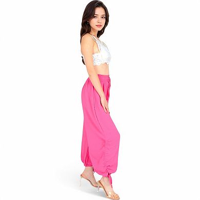 Women's Relaxed Fit Drawstring Hem Pants with Elastic Waist