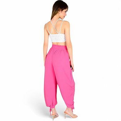 Women's Relaxed Fit Drawstring Hem Pants with Elastic Waist