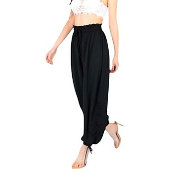 Women's Relaxed Fit Drawstring Hem Pants with Elastic Waist