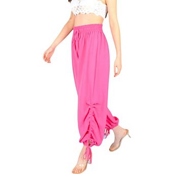 Women's Relaxed Fit Drawstring Hem Pants with Elastic Waist