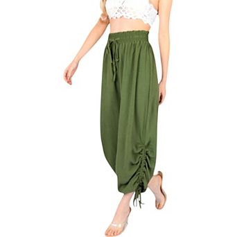 Women's Relaxed Fit Drawstring Hem Pants with Elastic Waist