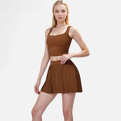 Women's Square Neck Cropped Tank Top with Wide Straps