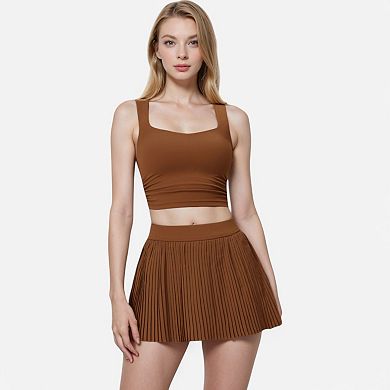 Women's Square Neck Cropped Tank Top with Wide Straps