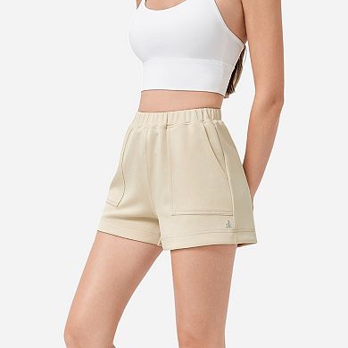Women's High Waist Elastic Shorts with Side Pockets