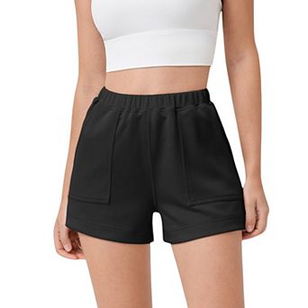 Women's High Waist Elastic Shorts with Side Pockets