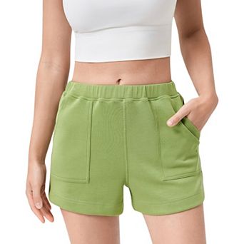 Women's High Waist Elastic Shorts with Side Pockets