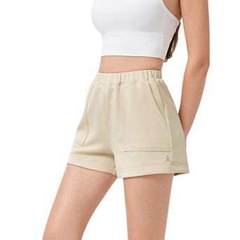 Women's High Waist Elastic Shorts with Side Pockets
