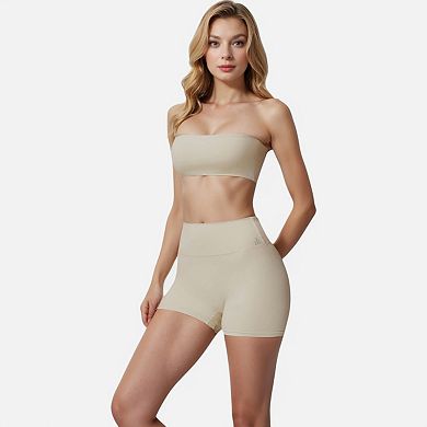 Women's High Waist Ruched Seamless Shorts with Stretch Fabric