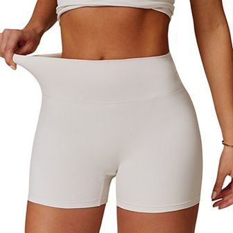 Women's High Waist Ruched Seamless Shorts with Stretch Fabric