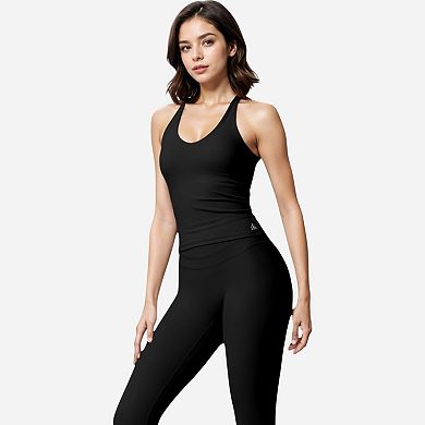 Women's Strappy Back Fitted Tank Top with Scoop Neck