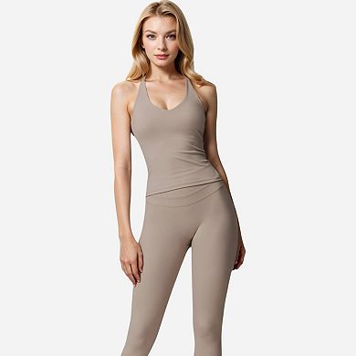 Women's Strappy Back Fitted Tank Top with Scoop Neck