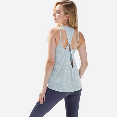 Women's Lightweight Racerback Tank Top with Textured Stripe Pattern