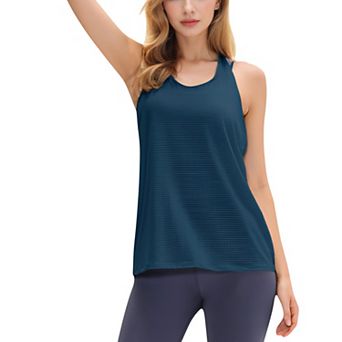 Women's Lightweight Racerback Tank Top with Textured Stripe Pattern
