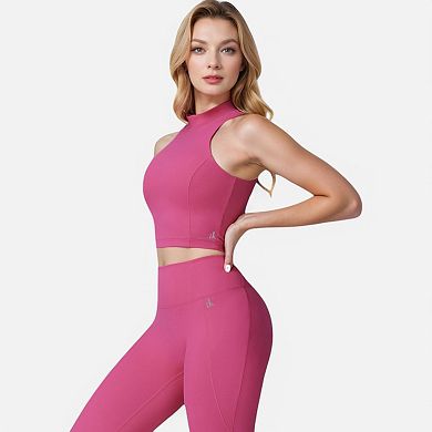 Women's High Neck Cropped Tank Top with Racerback Design