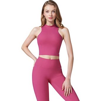 Women's High Neck Cropped Tank Top with Racerback Design