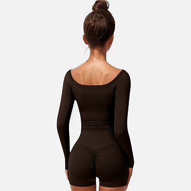 Women's One Shoulder Long Sleeve Crop Top with Thumb Holes