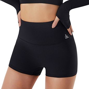 Women's High Waist Ribbed Seamless Shorts with Stretch Fabric