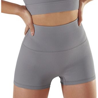 Women's High Waist Ribbed Seamless Shorts with Stretch Fabric