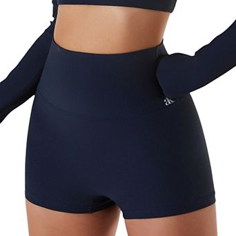 Women's High Waist Ribbed Seamless Shorts with Stretch Fabric