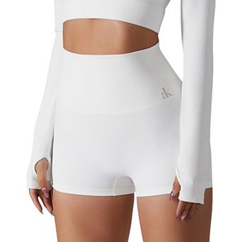 Women's High Waist Ribbed Seamless Shorts with Stretch Fabric
