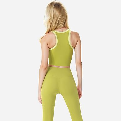 Women's Contrast Trim High Neck Crop Top