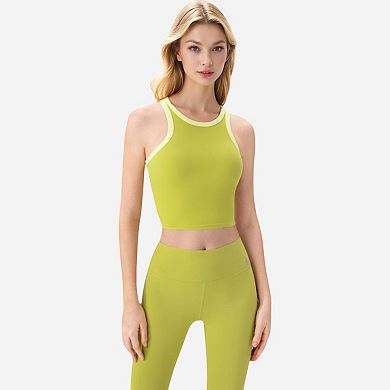 Women's Contrast Trim High Neck Crop Top