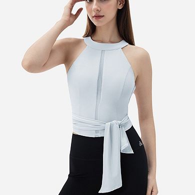 Women's Halter Neck Wrap Tie Athletic Tank Top