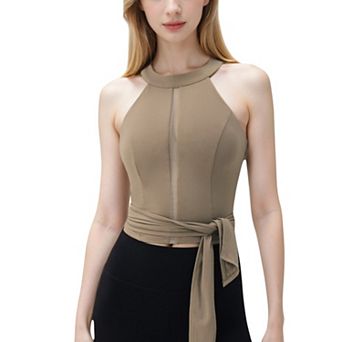 Women's Halter Neck Wrap Tie Athletic Tank Top