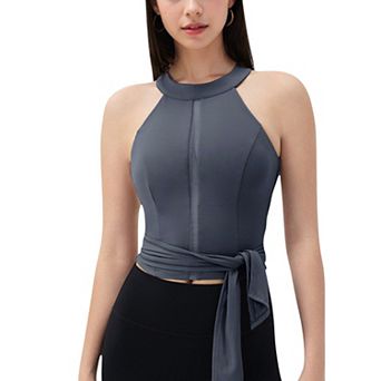 Women's Halter Neck Wrap Tie Athletic Tank Top